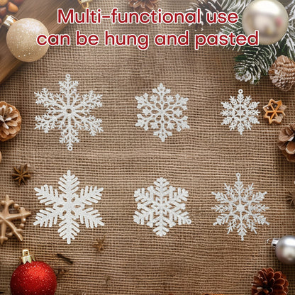 48pcs Snowflakes-Christmas Tree Decoration Snowflake Ornaments for Tree Plastic Glitter Christmas Indoor Winter Wonderland Decor