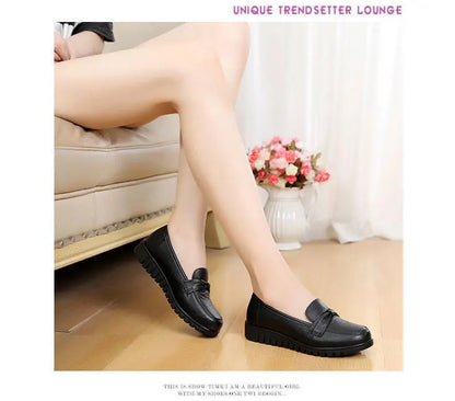 Women Shoes Low Top Round Toe Loafers Waterproof Moccasin Solid Color Versatile Casual Flat Shoes for Women