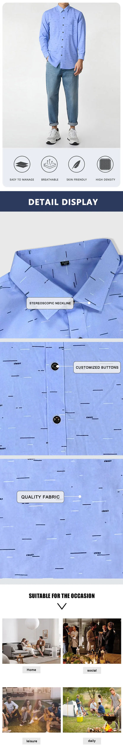 2025 Spring and Summer New Male Trend Fashion Print Business High Luxury Long Sleeve Shirt Korean Version Slim-fit Lapel Dress