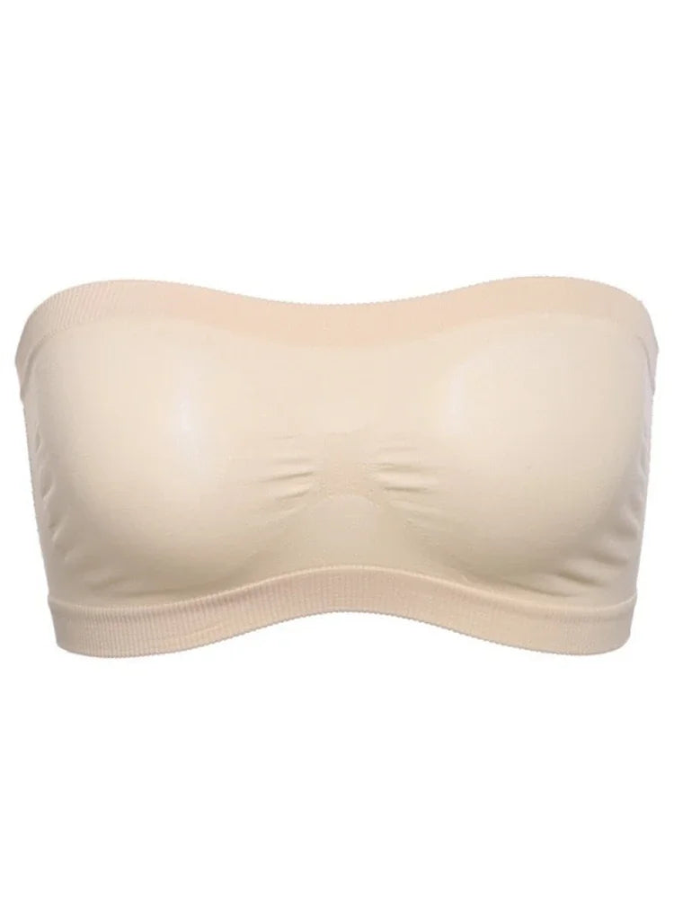 Lady's Sexy Strapless Crop Top Bra Bandeau Boob Tube Brassiere Summer Breathable Mesh Invisible Strapless Chest Wraps Tube Tops