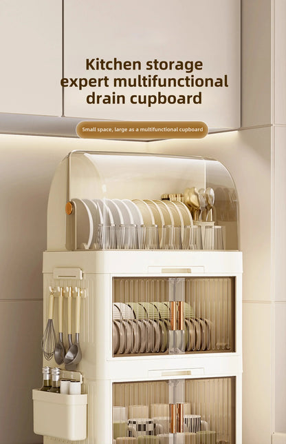 Kitchen Bowl Rack, Tableware Storage Box, Household with Lid, Tableware, Bowl Box, Dish Drain Rack, Plastic Cupboard