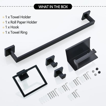 Bathroom Set  Stainless Steel Towel Ring Holder Toilet Paper Holder  Towel Bar  Rail Rack  Hanger Hook  Bathroom Hardware Set