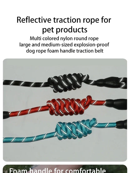 Pet Reflective Leash Nylon Round Leash Explosionproof Punch Leash Dog Walking Round Leash Without Strangulation