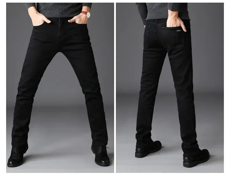 Men Classic Advanced Fashion Brand Jeans Jean Homme Man Soft Stretch Black Biker Masculino Denim Trousers Mens Pants Overalls