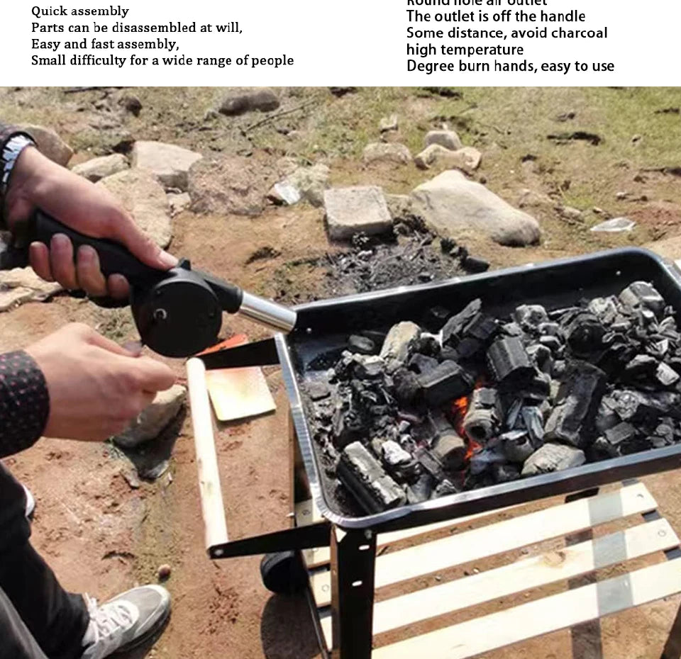 Outdoor Barbecue Fan Hand-cranked Air Blower Portable BBQ Grill Fire Bellows Tools Picnic Camping Accessories Barbeque