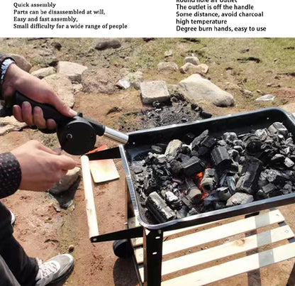 Outdoor Barbecue Fan Hand-cranked Air Blower Portable BBQ Grill Fire Bellows Tools Picnic Camping Accessories Barbeque