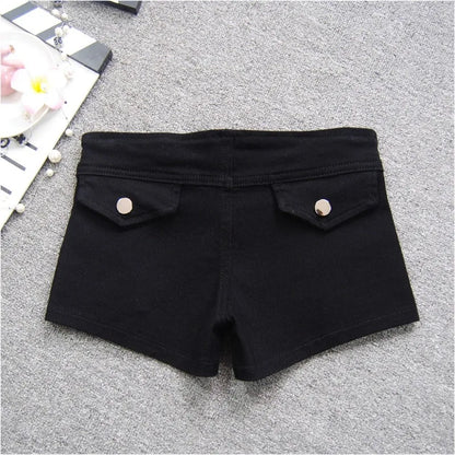Denim Shorts Women Low-waisted Black Slim Fit Sexy Hot Girls Rivet Belt Design Unique All-match Nightclub Bodycon Summer Y2k