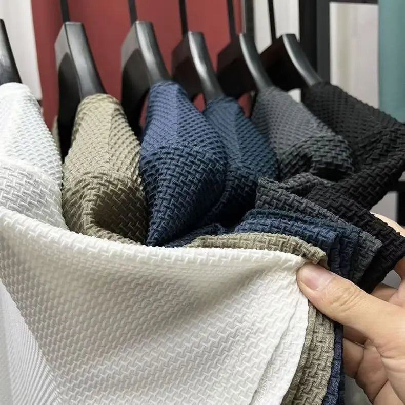 MINISO Bamboo Mesh Ice Silk T-shirt Men's Short sleeved Round Neck New T-sleeved Men's Bottom Shirt Summer Solid Color Men's Top