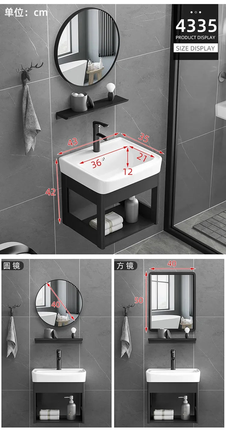 Bathroom Vanity with Sink Toilet Simple Small Apartment Household Wall-mounted Storage Balcony Washbasin Cabinet with Mirror
