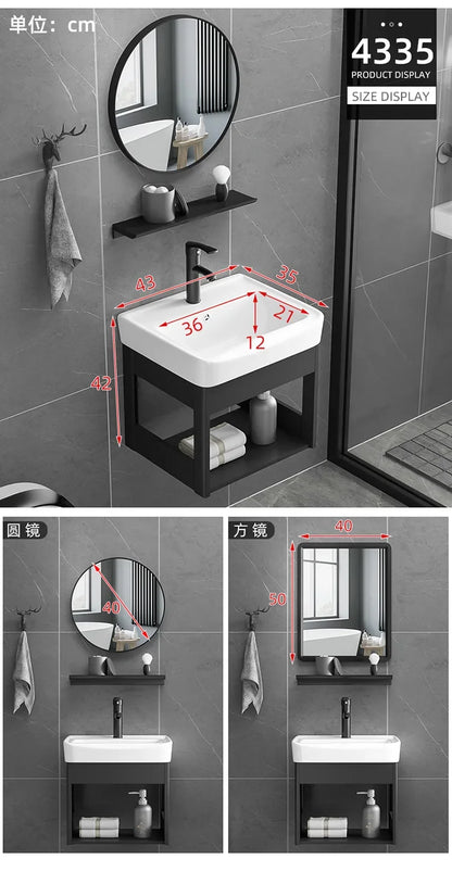 Bathroom Vanity with Sink Toilet Simple Small Apartment Household Wall-mounted Storage Balcony Washbasin Cabinet with Mirror