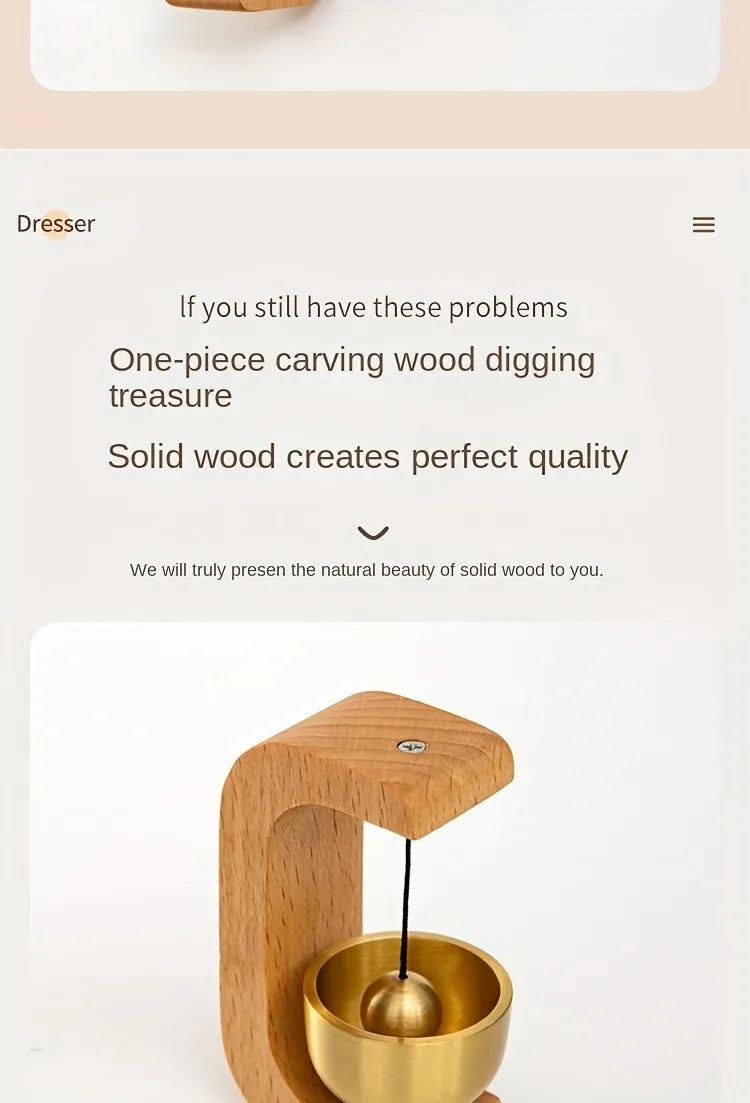 1pc Brass Doorbell Reminder Wind Chime With Magnetic Suction, C-Shaped Gift For Housewarming, Home Decoration, Car Decoration