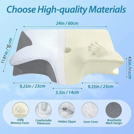 1pc Memory Foam Cervical Pillow Fast Rebound Memory Sleeping Pillows 2in1 Ergonomic Orthopedic Pillow for Neck Pain Neck Pillow