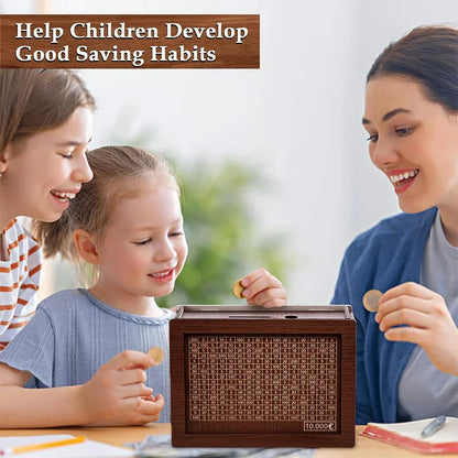 Wooden Piggy Banks, Dollar Cash Boxes, Reusable Assembled Cash Boxes, Home Decorations, with Savings Goals and Figures