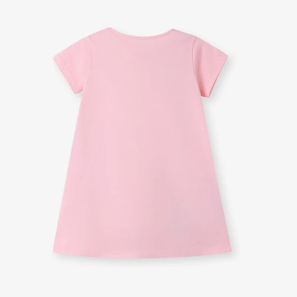 Kids Clothes Baby Girls 2025 New Summer Children's Clothing Cotton Appliques Cartoon Sun Rainbow Pink Dresses Holiday Gifts