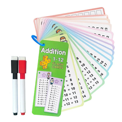 Beginners in 0-12 Mathematical Calculations Self Test Training Card, Maths Fact Learning Tools for Primary School Montessori