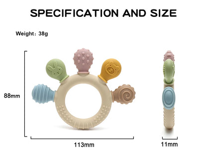 New hand multicolor Silicone Baby Ring Teether Anxiety Teething Toys 0-12 Months Chew Beads Sensory Gum Relief Soother Baby