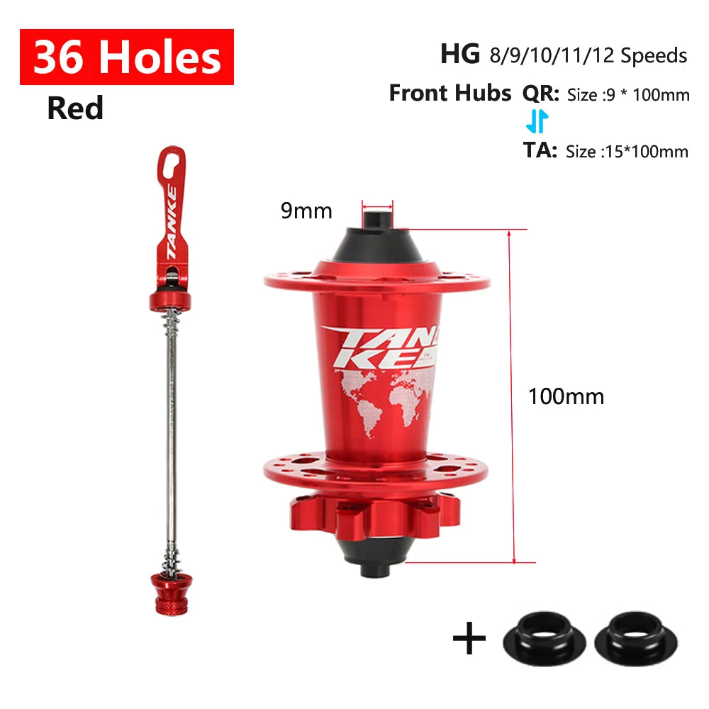 TANKE 120 Click Hub 6 Bearing MTB Mountain Bike Hub Front Rear 28 32 36 Holes QR Thru-axle Exchange Disc Brake Bicycle Hubs HG