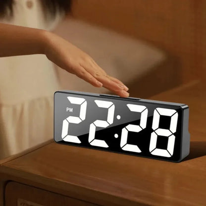 Digital Clock LED Wake Up Light Alarm Clock Bedroom Electronic Desktop Clock With Temperature Display Adjustable Brightness.