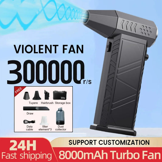 X9 Violent Fan 300000RPM Powerful Air Blower Vacuum Cleaner – Type-C Charging, Strong Turbo Jet Winds 58m/s Brushless Dryer