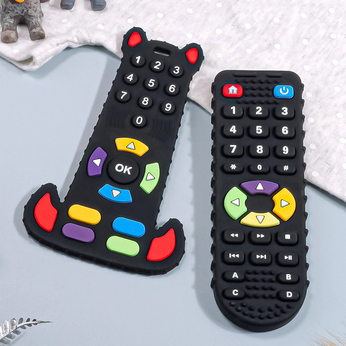 Baby Silicone Teether Toys BPA Free Remote Control Shape Teether Rodent Gum Pain Relief Teething Toy Kids Sensory Educational