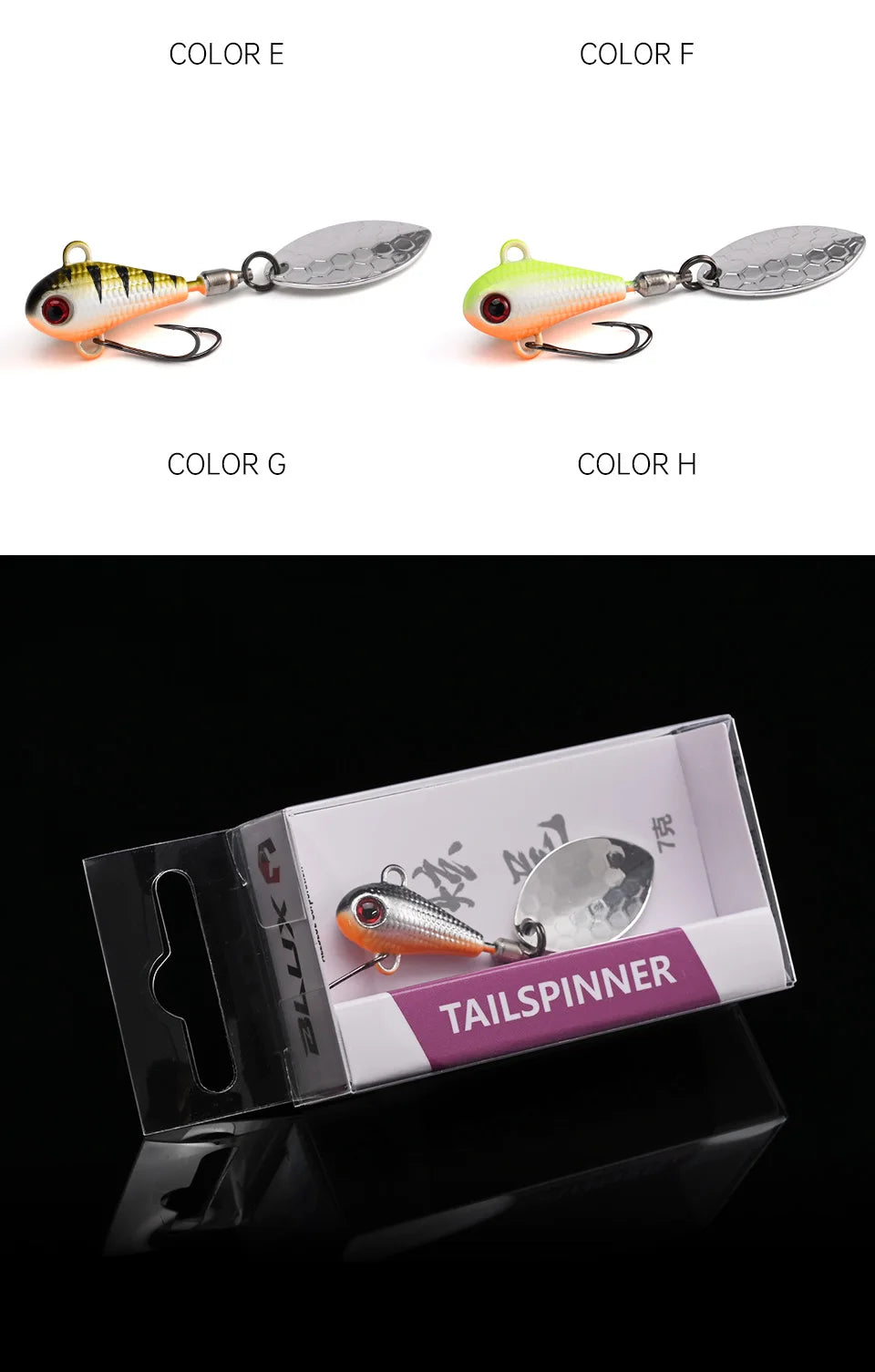BLUX SPINTAIL Fishing Lure 4.5g 7g 11g Mag Tail Spinner Shad Metal Vib Casting Shore Jig Bait Copper Blade Spoon Freshwater Bass