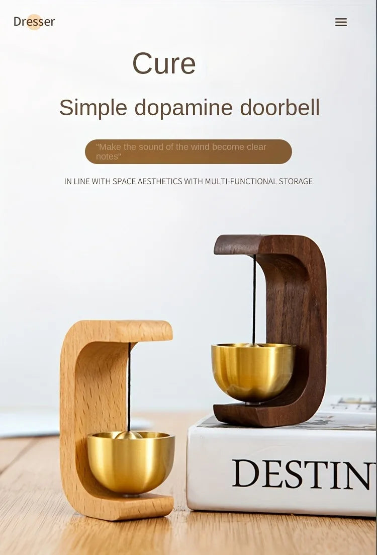 1pc Brass Doorbell Reminder Wind Chime With Magnetic Suction, C-Shaped Gift For Housewarming, Home Decoration, Car Decoration