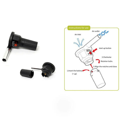 BBQ Electric Fan Air Blower Aluminum Alloy Barbecue Air Blower Handheld Barbecue Grill Fire Bellow Grill Tool for Picnic Camping