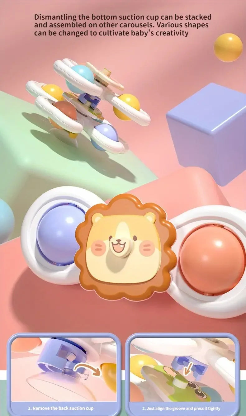 3PCS Suction Cup Spinner Toy Baby Bath Funny Game Educational Toys For Children Girls Boys Infant Sensory Stress Reliever Gift