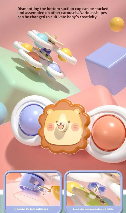 3PCS Suction Cup Spinner Toy Baby Bath Funny Game Educational Toys For Children Girls Boys Infant Sensory Stress Reliever Gift