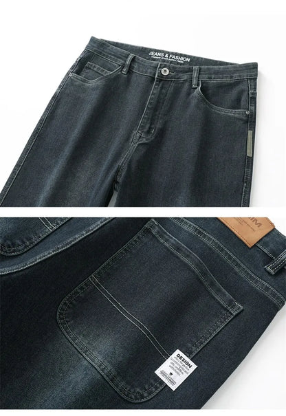 2025 New Spring and Autumn Men's Jeans, Loose, Comfortable, Straight, Business Casual, Versatile Wide-leg Business Trousers