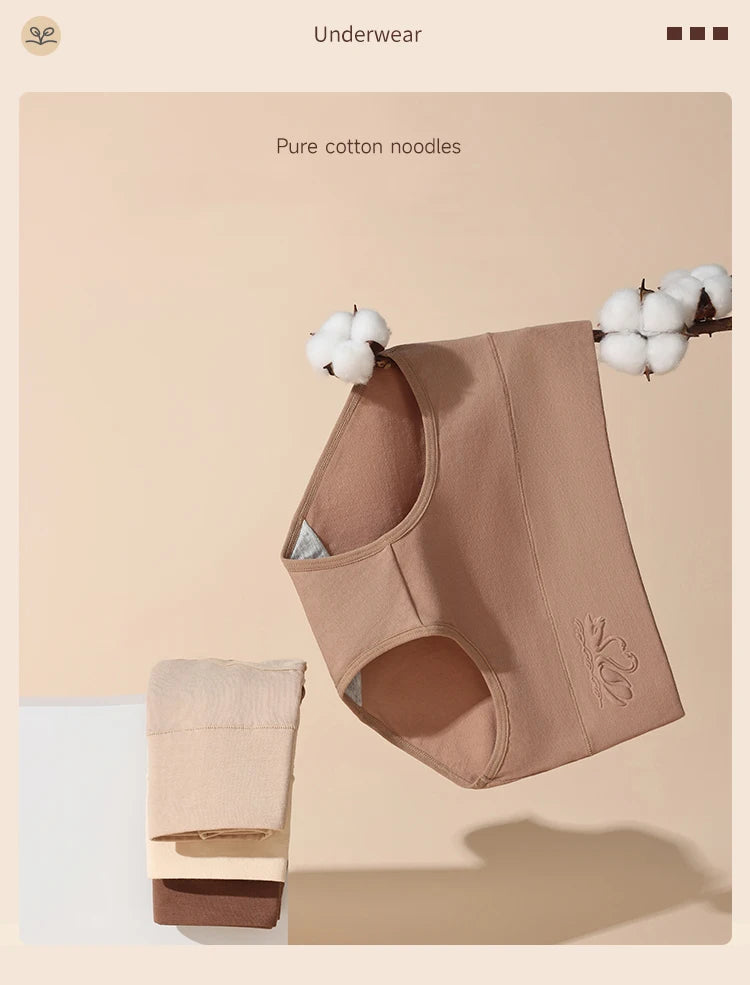 4PCS High Waist Women's Panties Body Shaper Underwear Breathable Cotton Underpants  Plus Size M-5XL Panty Slimming Female Briefs