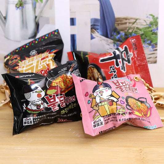 Yupsk Simulation Instant Noodles Keychain Korean Food Bag Pendant Turkey Noodle Creative Bag Accessories Christmas Gift