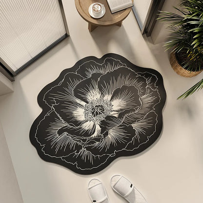 Bathroom Floor Mat Water-absorbing Non-slip Dirt-resistant Carpet Flower Diatom Mud Special-shaped Rug Door Home Decoration Mats