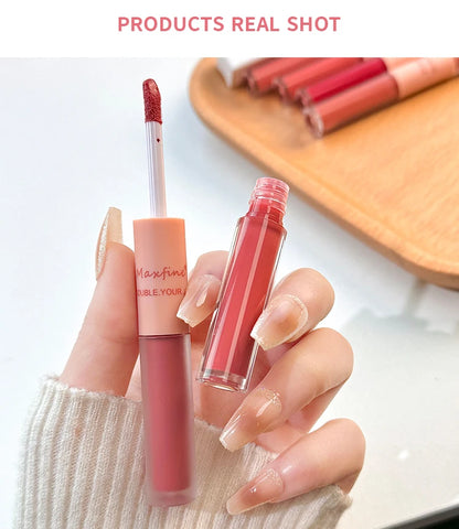 Matte Mirror Double Ended Lip Gloss Velvet Texture And Jelly Texture Moisturizing And Easy To Apply Lip Liquid Lipstick