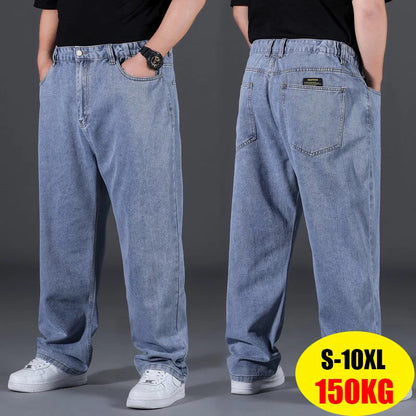 10XL Oversize Jeans Men Fashion Streetwear Plus Size Cotton Loose Jeans Pants Casual Cargo Pants Breathable Big Fat Trousers