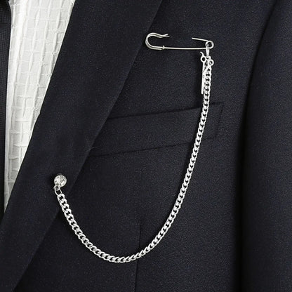 Chain Brooch for Men Long Chains Pins Men's Fashion Suit Accessories Personality Exaggerated Trendy Mens  Brooches