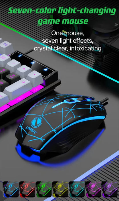 Wired Keyboard And Mouse Set Usb Luminous Mechanical Keyboard And Mouse Set For PC Laptop Computer Game Office