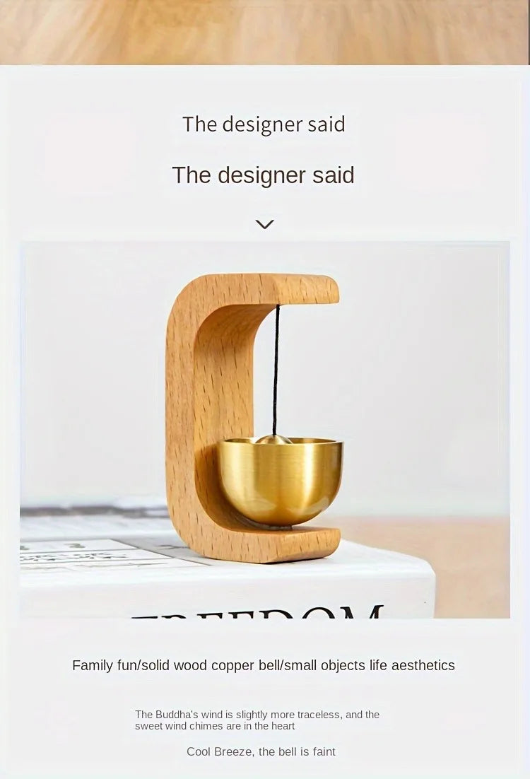 1pc Brass Doorbell Reminder Wind Chime With Magnetic Suction, C-Shaped Gift For Housewarming, Home Decoration, Car Decoration