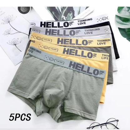 5pcs Men's Underwear, Breathable Comfy Quick Drying Stretchy Boxer Trunks, Sexy Underpants, Men's Trendy Boxer Panties