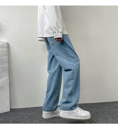 2025 New Men's Jeans | Korean Euro US Style | Straight & Wide Leg Denim Pants | Trendy Solid Color & Black Design