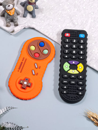 Baby Silicone Teether Toys BPA Free Remote Control Shape Teether Rodent Gum Pain Relief Teething Toy Kids Sensory Educational