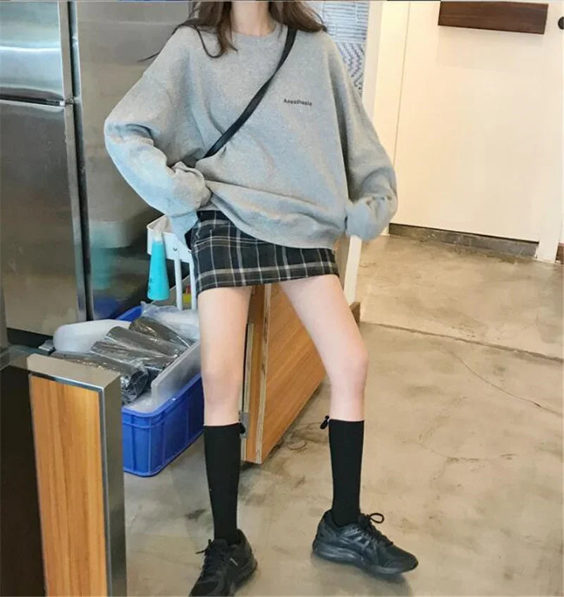 سويت شيرت حروف حريمي صيفي أنيق كوري رفيع أنيق بقلنسوة وقميص بأكمام طويلة وبلوفر فضفاض للنساء ملابس Y2K