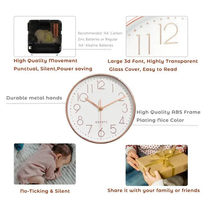 8 Inch Mute Quartz Wall Clock Cubic Digital Clock Living Room Bedroom Wall Clock Simple Digital Clock Home Decorations
