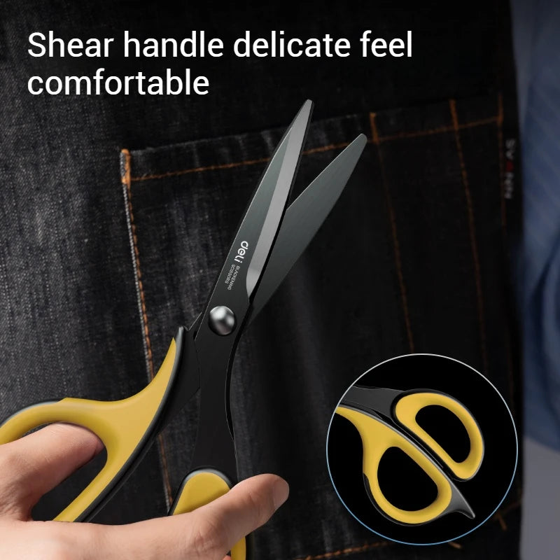 Deli-Stainless Steel Anti-Stick Scissors, Alloy Stationery, School Supplies, Office, Student, DIY, Hand Craft, 184mm