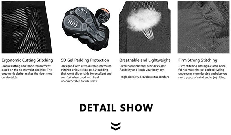 X-TIGER Men's Cycling Underwear with 5D Gel Cushioned MTB Boxer Cycling Shorts Road Cycling Underwear Cycling Equipment