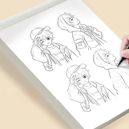 2PCS Comics Girl Boy Comics Hand Drawn Tutorial Book Novice Zero Basic Learning Line Draft Practice Book Studying