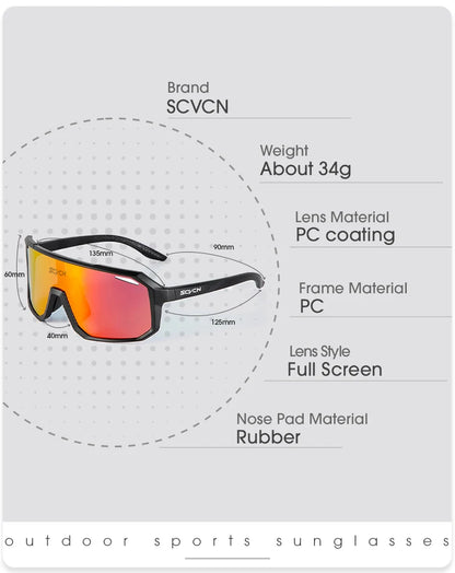 SCVCN Men bicycle Cycling Sunglasses Woman MTB road bike Driving Goggles Outdoor Sports running Glasses UV400 Hiking Eyewear