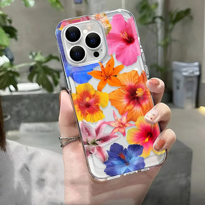 Transparent Cover Phone Case For iPhone 16 15 Pro Max 14 13 12 11 XS X XR 7 8 Plus SE2 Feshon Flowers Pattern