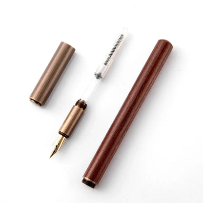 Luxury Retro Wood Bronze Fountain Pen Office Business Writing Art Calligraphy Ink Pens 0.5mm School Student Stationery Gifts