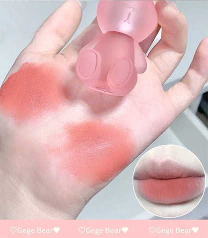 Gege Bear Rabbit Lip Glaze, Matte Velvet Lip Clay Long-lasting Color Non-drying Lipstick